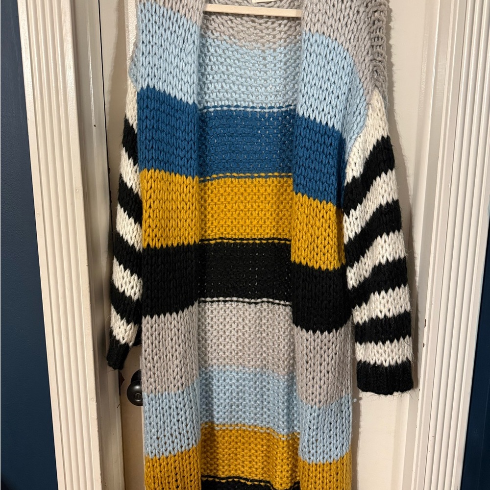 Colorful Striped Open-Front Cardigan - Picture 2 of 2